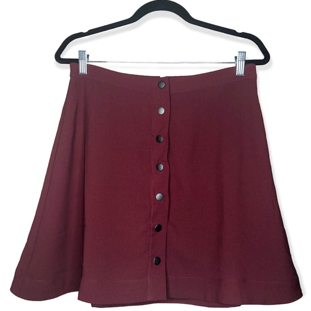 Avec Les Filles Snap Down Skirt Burgundy Size 8